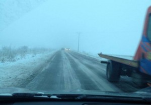 Icy road Landbeach Cottenham